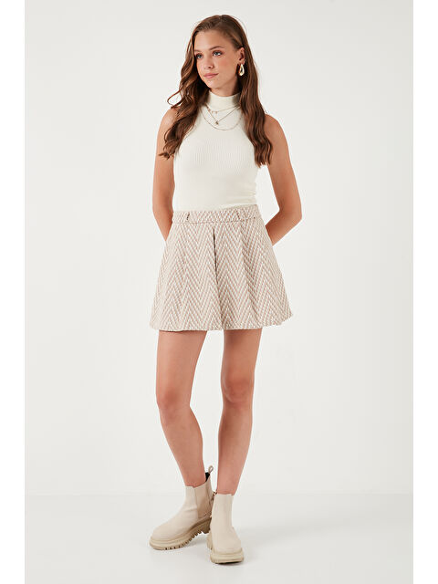 Lela Desenli Pamuklu Kışlık Mini Kadın Şort Etek 611SR0046 - S000260064-25636