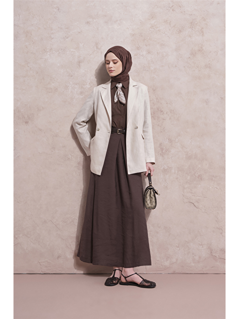 ARMİNE Kemer Detaylı Etek Kakao