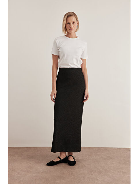 AKER Siyah Örme Simli Kalem Etek - S000503967-19351