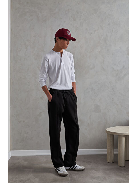 HYMAN Erkek Önü Dikiş Detaylı Baggy Eşofman Altı - S000515434-19351