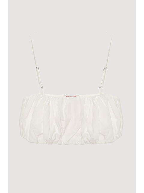 QUZU İnce Askılı Balon Büstiyer Bluz Ekru - S000386929-19965