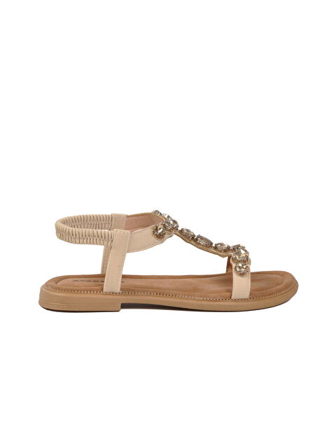 Ayakmod Bej Hafif İnce Taban Kadın Sandalet 358165 Z