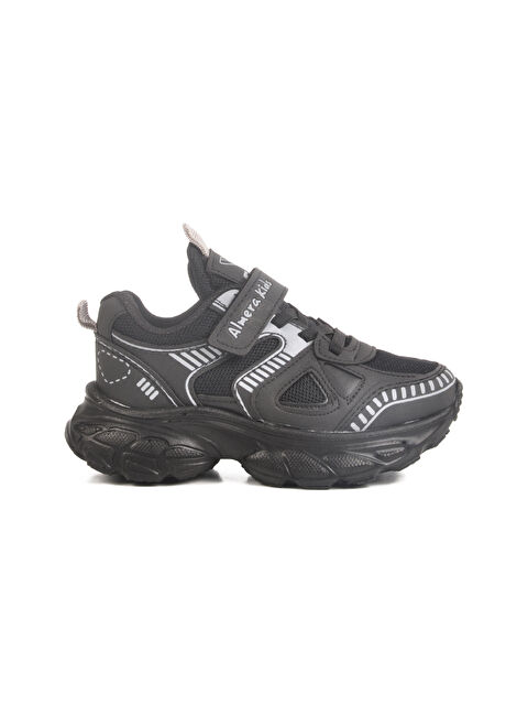 Ayakmod Siyah Cırtlı Fileli Unisex Çocuk Spor Ayakkabı 1500 P - S000380129-19351