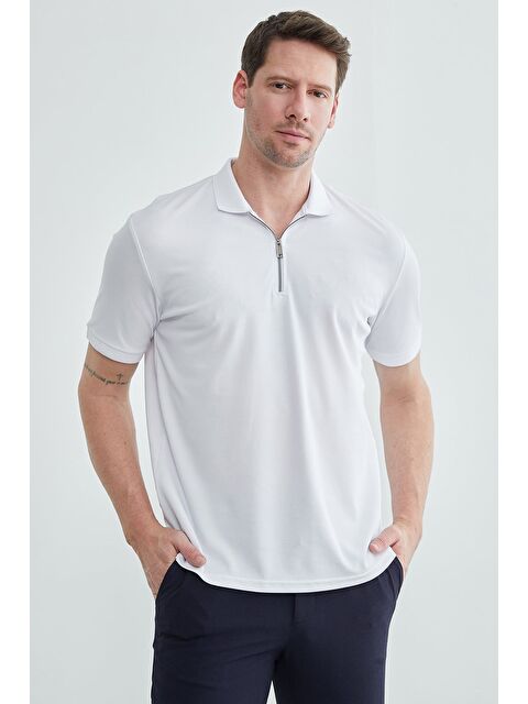 Fullamoda Yarım Fermuarlı Polo Yaka Tişört - S000514020-20063