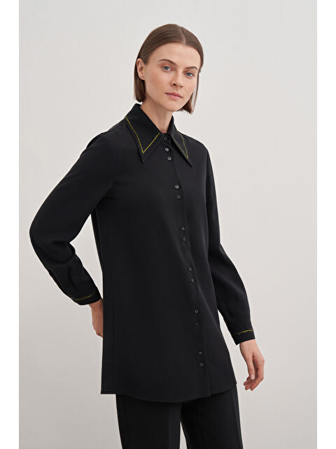 AKER Siyah Gömlek Yaka Tunik - S000503973-19351