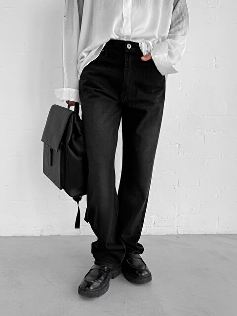 Abluka Online Erkek Baggy Fit %100 Pamuk Jean Pantolon Siyah - S000412081-19351