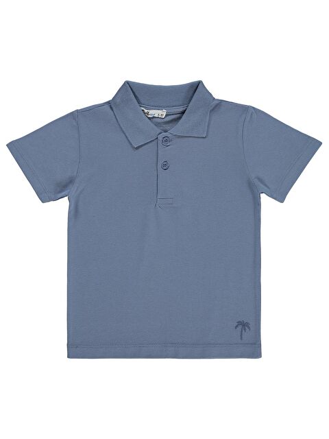 Civil Boys Erkek Çocuk Palmiye Nakışlı Polo Yaka 2-5 Yaş Tişört - Mavi
