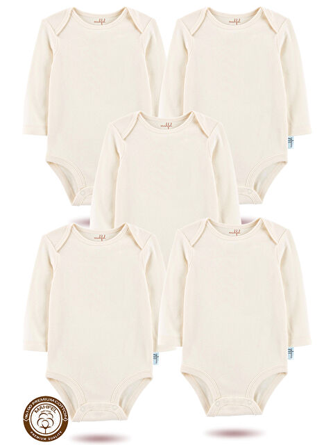 Mahfel %100 Pamuklu 5'li Baskısız Çıtçıtlı Bebek Body Zıbın FS - S000513226-8407