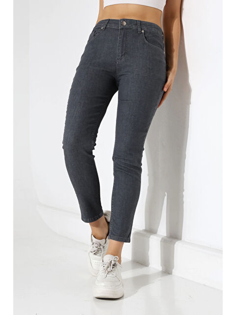 carla10 Koyu Gri Yüksek Bel Dar Kesim Jean - S000498954-20600