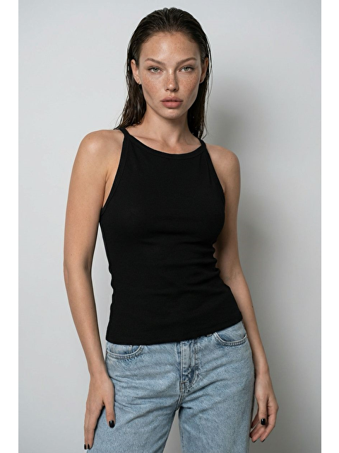 Madmext Siyah Biyeli Vücudu Saran Fitilli Modern Kesim Atlet Mg2681 - S000514019-19351