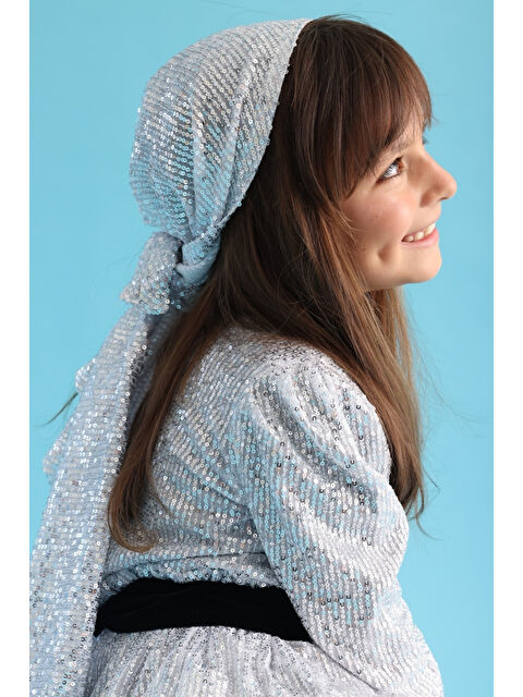 Le Mabelle Gümüş Pullu Kız Çocuk Üçgen Bandana - S000441888-18105