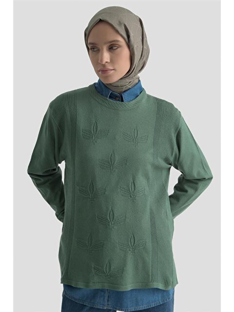 ARMİNE Desenli Kazak 25Kd7010 Yeşil - S000489243-18194