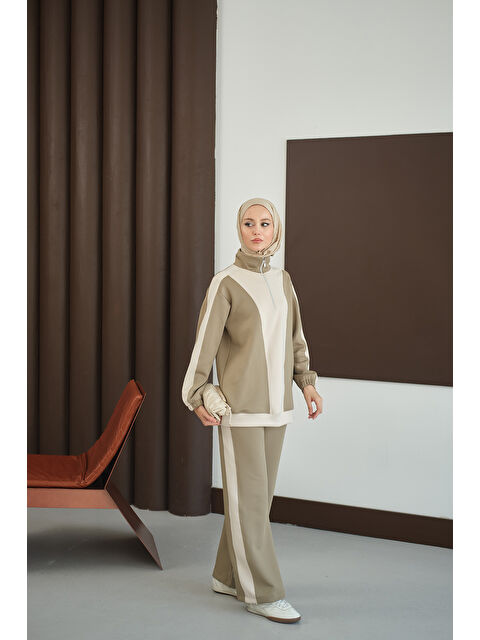 Locco Moda Kadın Çift Renk Fermuar Detay Takım Yeşil - S000485789-18194