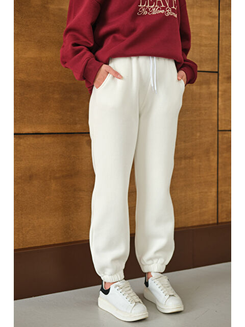 Locco Moda Kadın Beli Lastikli Eşofman Beyaz - S000494405-20063