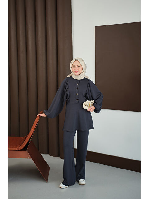 Locco Moda Kadın Çıtçıt Büzgü Detay İkili Takım Antrasit - S000485788-29666