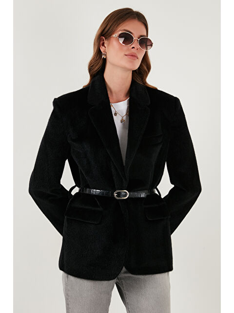 Lela Regular Fit Astarlı Kemer Detaylı Pelüş Dokulu Ceket 6839490 - S000451060-19351