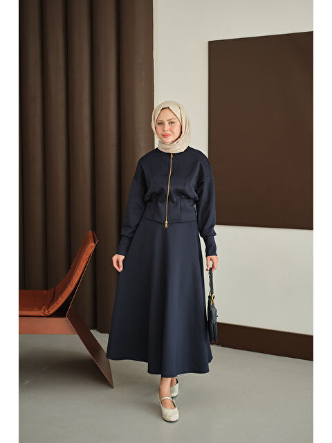 Locco Moda Kadın Beli Korse Detay Takım Lacivert - S000485784-21164