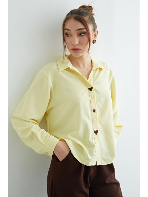 Fullamoda Kalp Ve Güneş Nakışlı Salaş Gömlek - S000503910-20072