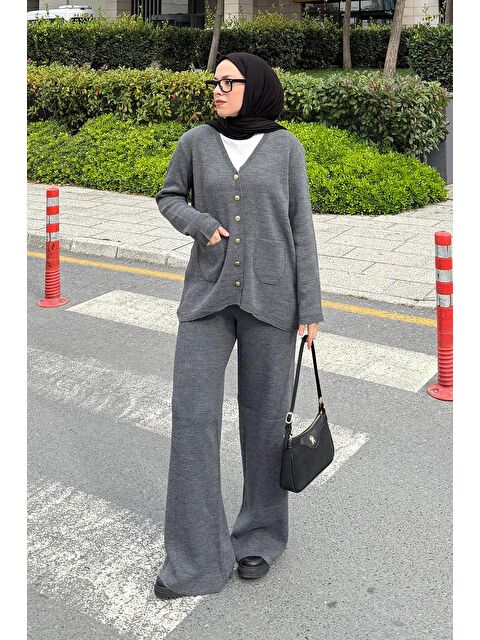 Lamelif Cepli Hırkalı Takım Gri - S000515440-20600