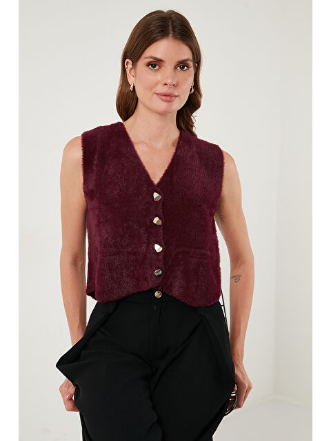 Lela Regular Fit V Yaka Yumuşak Dokulu Düğmeli Yelek 4615241 - S000451063-19951