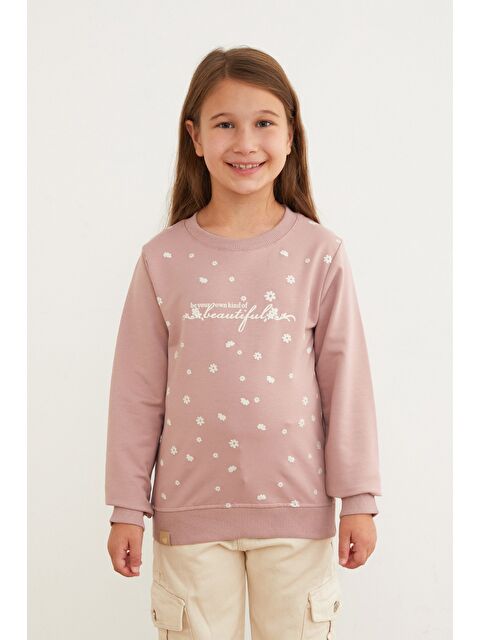 Fullamoda Beautiful Yazı Baskılı Kız Çocuk Sweatshirt - S000434722-20028
