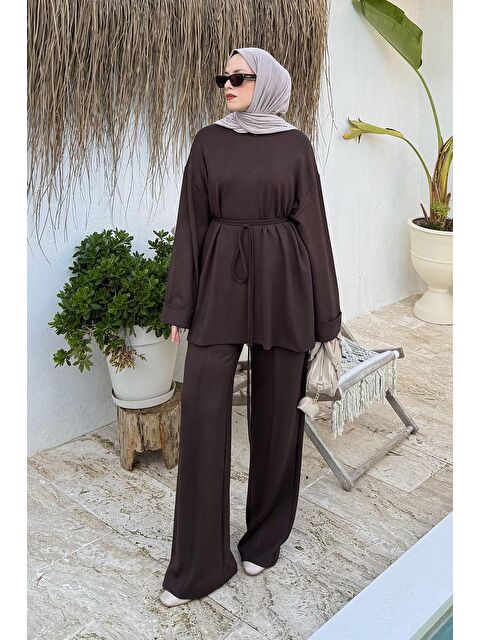Lamelif İkili Tesettür Takım Çikolata Kahve - S000515426-20637
