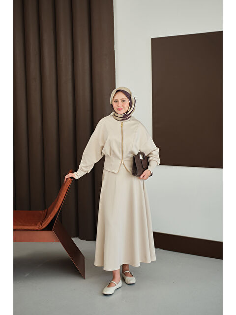 Locco Moda Kadın Beli Korse Detay Takım Krem - S000485784-19966