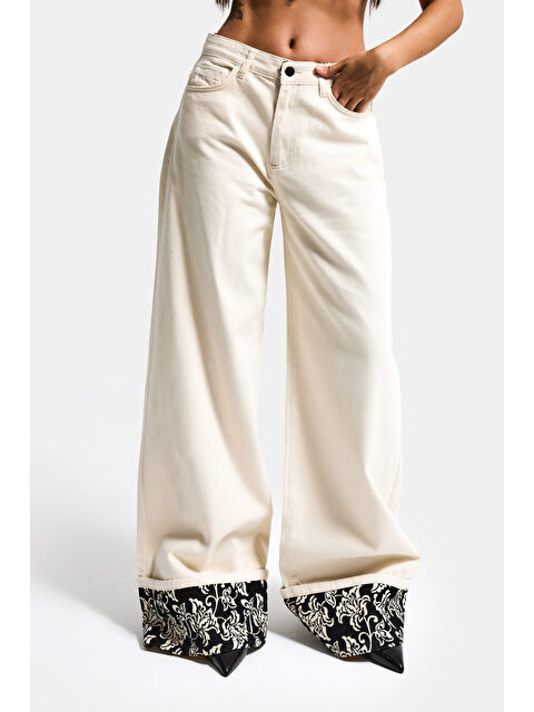 It's Basic Kadın Raw 7s6-69 Relaxed Baggy Fit Nakış Detaylı Özel Tasarım Denim Jean