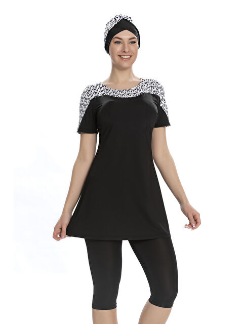 Remsa Kısa Kollu Yarı Kapalı Tesettür Mayo 203-01 Siyah - S000375824-19351