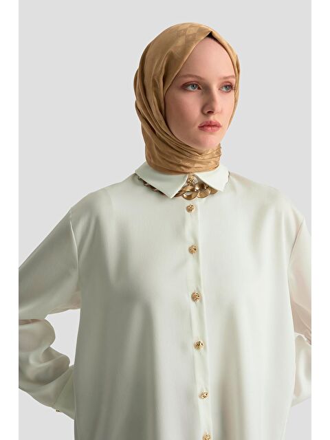 ARMİNE Saten Gömlek 25Kd1120 Ekru - S000490137-19965
