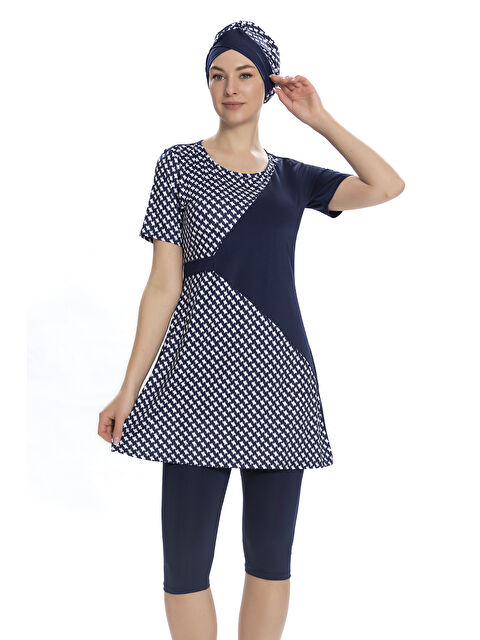 Remsa Kısa Kollu Yarı Kapalı Tesettür Mayo 204-02 Lacivert - S000375520-21164