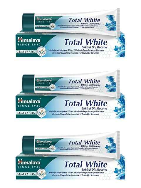 Himalaya Since 1930 Total White Beyazlatıcı Diş Macunu, Bitkisel, Vejetaryen, Florürsüz, Parabensiz, 100 ml 3 Adet - S000358250-10231