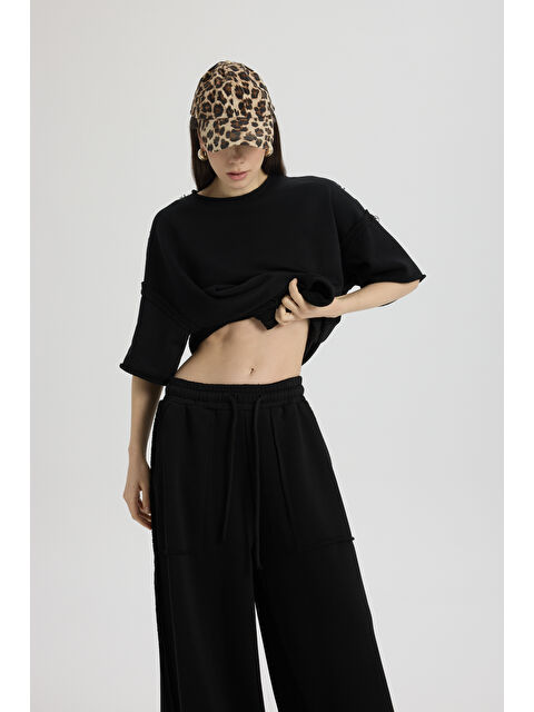 Mai Collection Flex Siyah Oversize T-Shirt Eşofman Takım