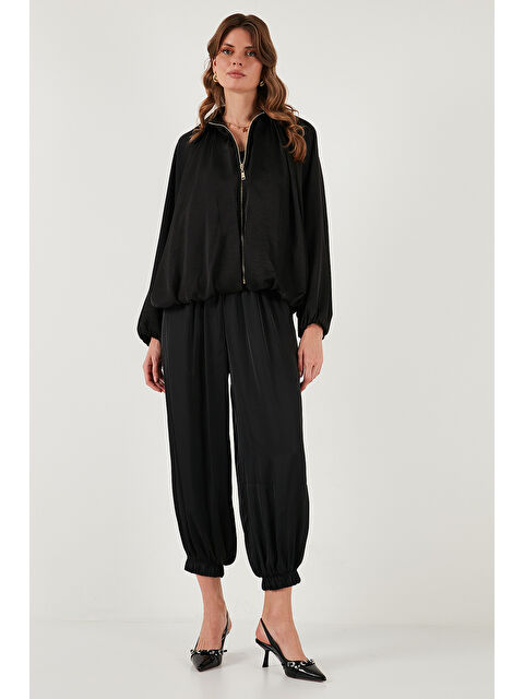 Lela Comfort Fit Yüksek Bel Lastikli Paça Saten Pantolon 68351217 - S000451065-19351