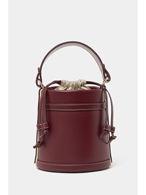 MADAMRA Kontrast Dikişli Kova El Ve Omuz Çanta Bordo - S000355210-19951