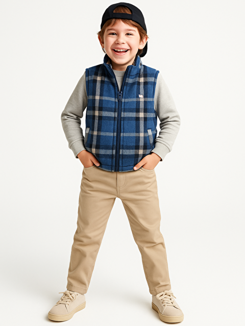 Casabony 3'lü Takım Yelek & Pantolon & Sweat Erkek Çocuk Takım Mavi - S000439796-37213