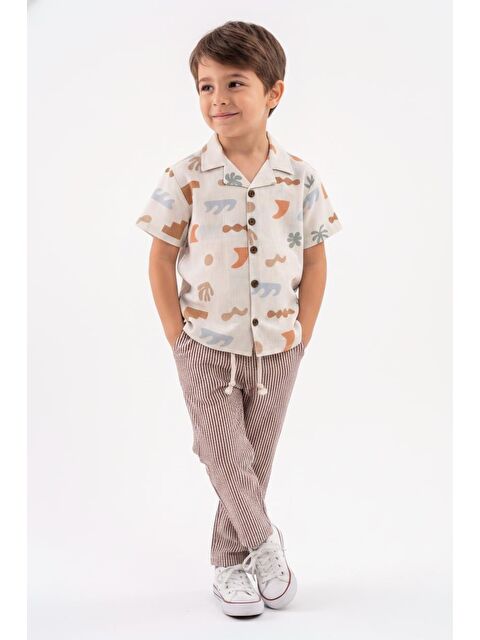 Miababy Baskılı Müslin Gömlek Pantolon 2li Takım