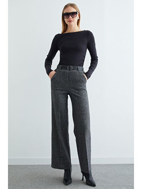 Fullamoda Kemerli Balıksırtı Palazzo Pantolon - S000500886-33408