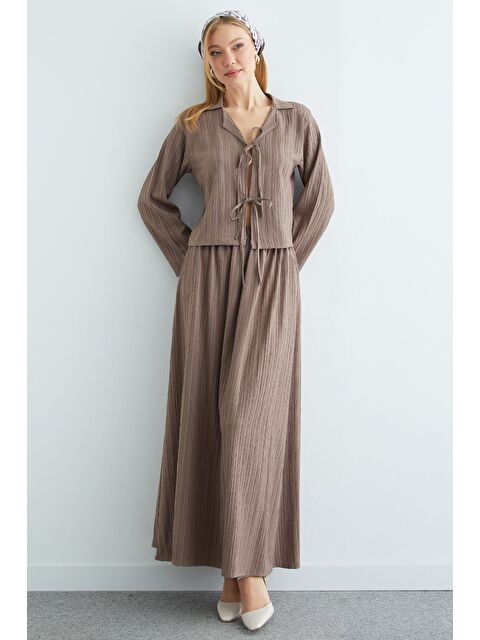 Fullamoda Önü Bağlamalı Beli Lastikli Etekli 2 Li Takım - S000500884-26429