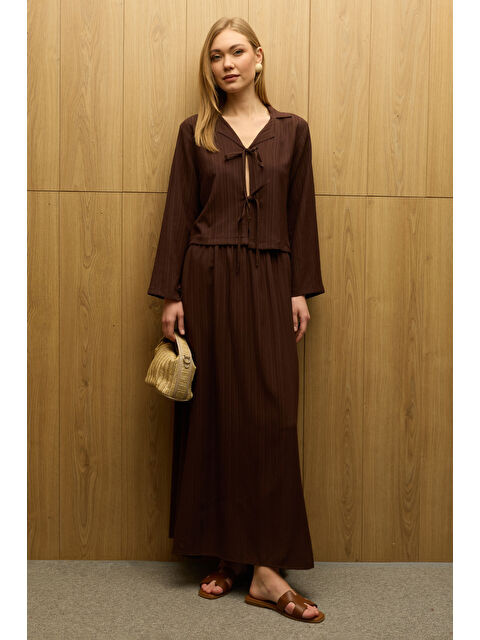 Fullamoda Önü Bağlamalı Beli Lastikli Etekli 2 Li Takım - S000500884-19413