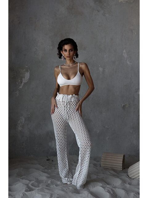 Bohemai Texas Bağcıklı Beyaz Ajur Pantolon - S000250550-20063