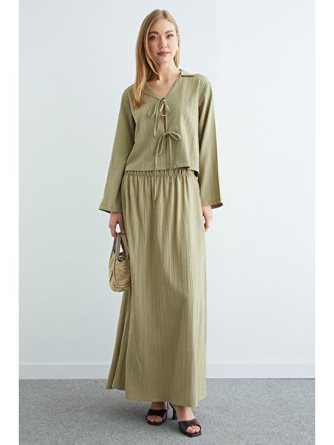 Fullamoda Önü Bağlamalı Beli Lastikli Etekli 2 Li Takım - S000500884-18194