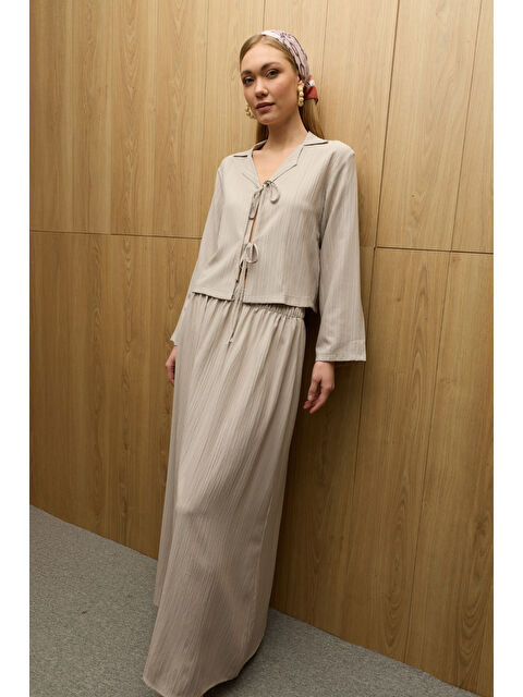 Fullamoda Önü Bağlamalı Beli Lastikli Etekli 2 Li Takım - S000500884-25636