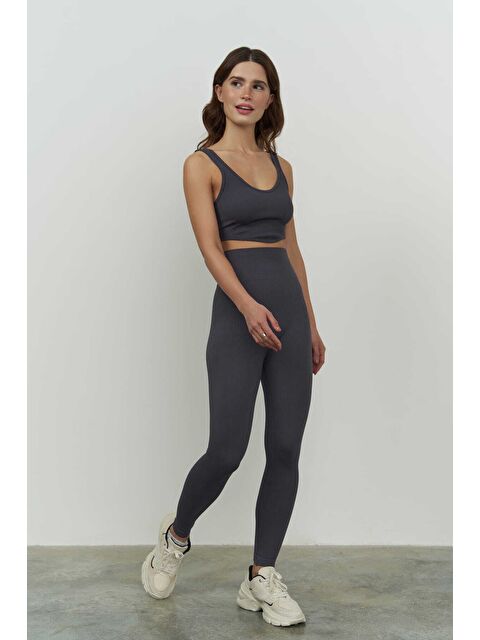 Mai Collection Mai Jade Antrasit Dikişsiz Fitilli Tayt - S000526016-29666