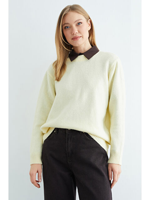 Fullamoda Basic Bisiklet Yaka Salaş Triko Kazak - S000463899-20072