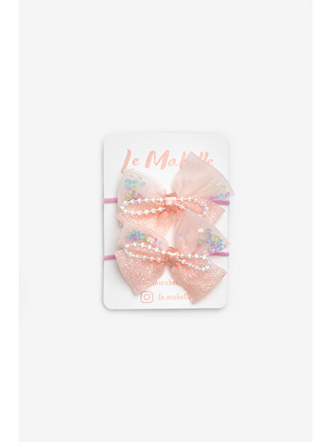 Le Mabelle Yavruağzı  İnci Detaylı Fiyonk İkili Lastik Toka - S000492920-2373
