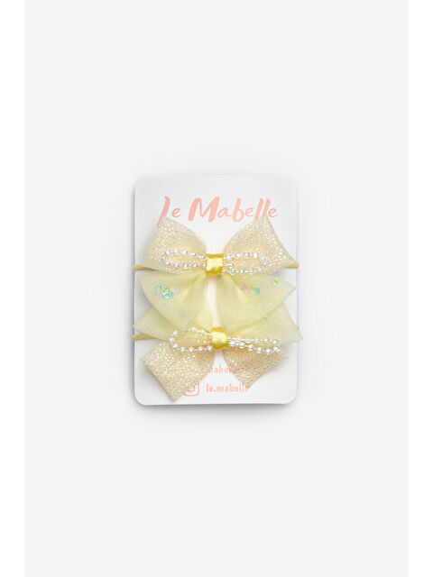 Le Mabelle Sarı  İnci Detaylı Fiyonk İkili Lastik Toka - S000492920-20072
