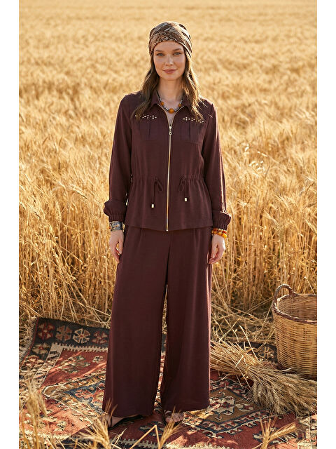 Nuss Zımba Detay Ceket Pantolon Etekli Takım 1049 Bordo - S000527440-19951