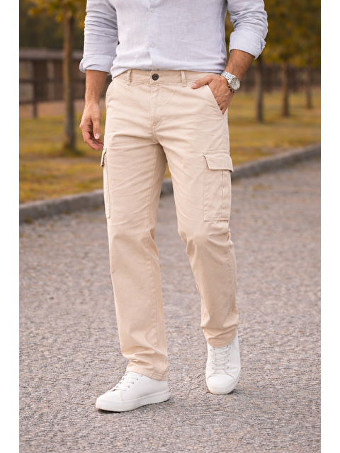 Comstar Erkek Premium Comfort Bej Kargo Baggy Pantolon