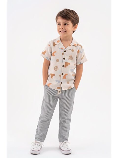 Miababy Baskılı Müslin Gömlek Pantolon 2li Takım